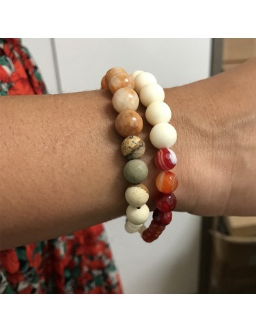 Bracciale Rajola - Link - Calcite - Agata - Osso Diaspro - Corniola - 54459618 2
