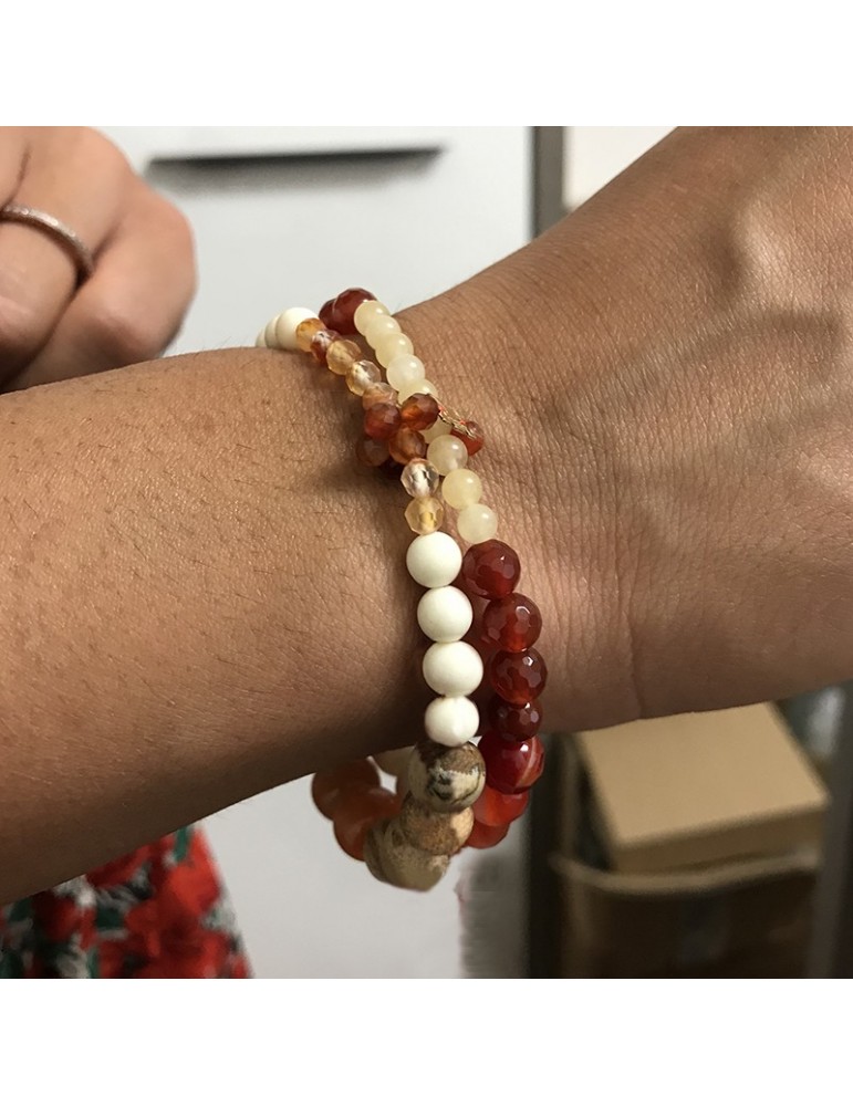 Bracciale Rajola - Link - Calcite - Agata - Osso Diaspro - Corniola - 54459618