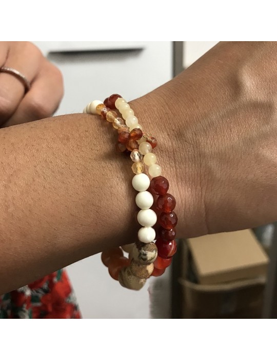 Bracciale Rajola - Link - Calcite - Agata - Osso Diaspro - Corniola - 54459618