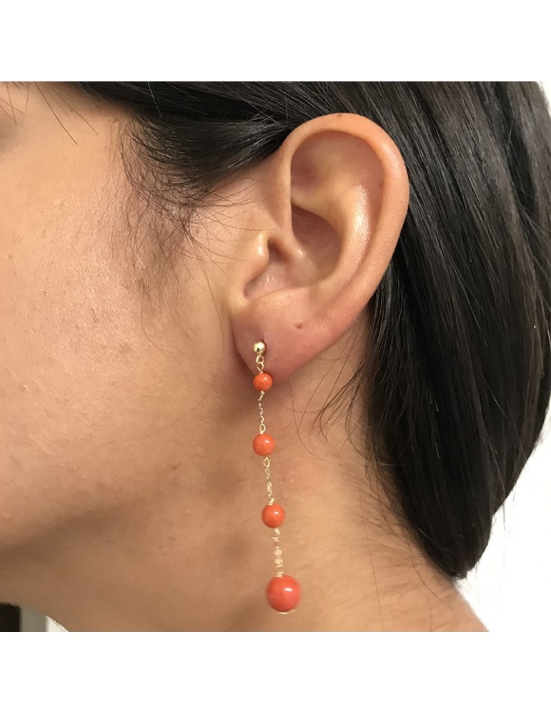 Rajola Women's Earrings - Arabesk - Pendants - Red Coral -358778