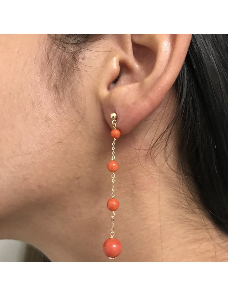 Orecchini Rajola da Donna - Arabesk - Pendenti - Corallo Rosso -358778
