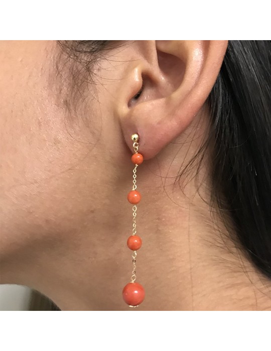 Orecchini Rajola da Donna - Arabesk - Pendenti - Corallo Rosso -358778
