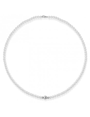 Lelune Young Necklace - with 4.5-5 mm Freshwater Pearls and 18K White Gold Spheres - 0