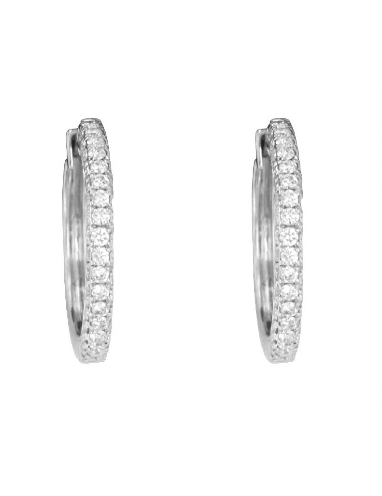 Giorgio Visconti Earrings - Small Circle in 18K White Gold with 0.50 ct White Diamonds - 0