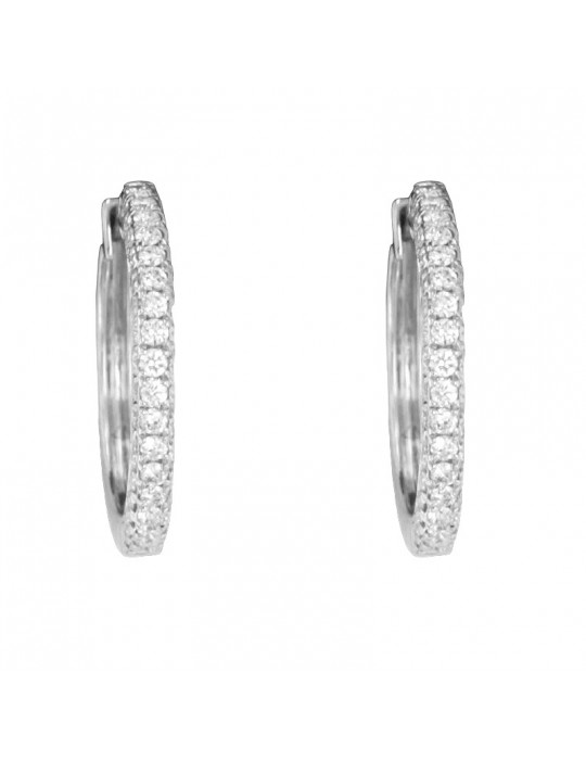 Giorgio Visconti Earrings - Small Circle in 18K White Gold with 0.50 ct White Diamonds - 0