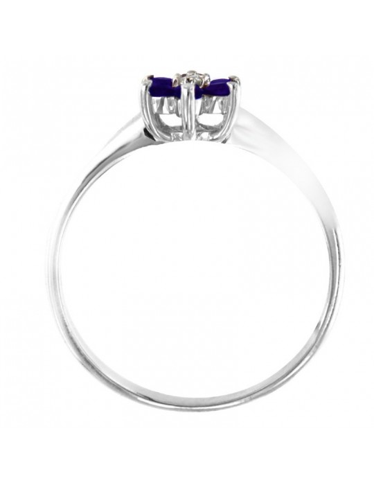 Davite & Delucchi Women's Ring - 18k White Gold Rosette with Natural Diamonds and Sapphires 0.23 ct - 0