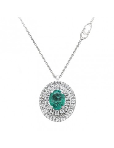 Collana Chimento - Oro Bianco 18 carati - Smeraldo - Diamanti - 1G06289FF5450