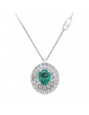 Chimento Necklace - in 18k White Gold with Emerald Pendant and Natural Diamonds - 0