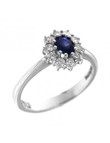 Anello Davite&Delucchi - Rosetta - Oro - Diamanti Naturali - Zaffiro