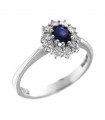 Davite&Delucchi Ring - 18k White Gold Rosette with Natural Diamonds and Sapphire - 0