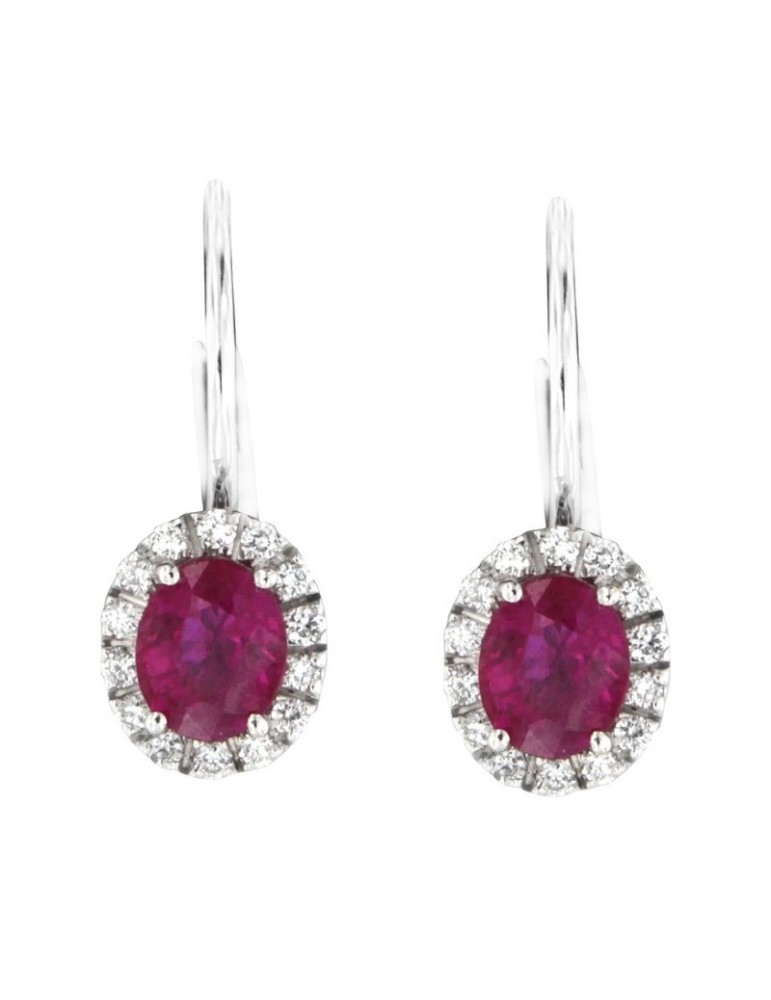 Orecchini Davite&Delucchi - Pendenti - Oro - Diamanti - Rubini 0,95 ct