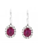 Davite&Delucchi Earrings - 18k White Gold Pendants with Natural Diamonds and Rubies 0.95 ct - 0