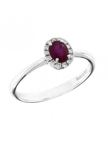 Davite & Delucchi Fantasia Ring for Women - in 18k White Gold with Natural Diamonds and 0.45 ct Ruby - 0