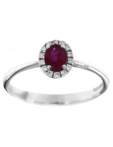 Anello Davite&Delucchi Fantasia - Oro Bianco 18 carati - Diamanti - Rubino 0,45 ct 2