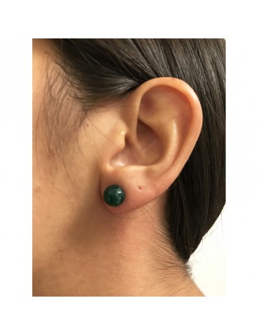 Rajola Earrings - Nude - 18 kt Yellow Gold - Green Agate - 8 mm - 35086 2