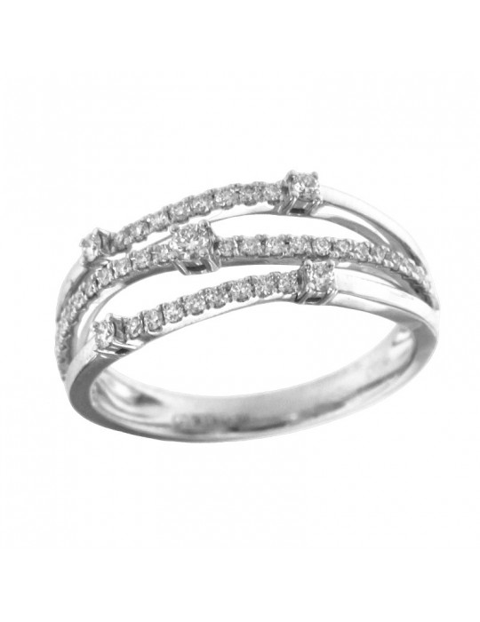 Giorgio Visconti Ring - Three Wires in 18k White Gold with Natural Diamonds 0.30 ct - 0