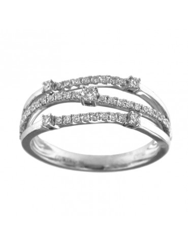 Giorgio Visconti Ring - Three Wires in 18k White Gold with Natural Diamonds 0.30 ct - 0 2