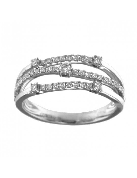 Giorgio Visconti Ring - Three Wires in 18k White Gold with Natural Diamonds 0.30 ct - 0