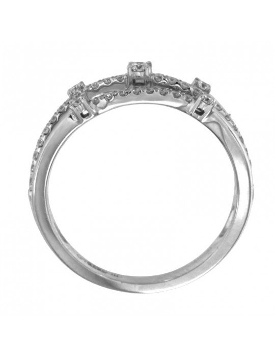 Giorgio Visconti Ring - Three Wires in 18k White Gold with Natural Diamonds 0.30 ct - 0