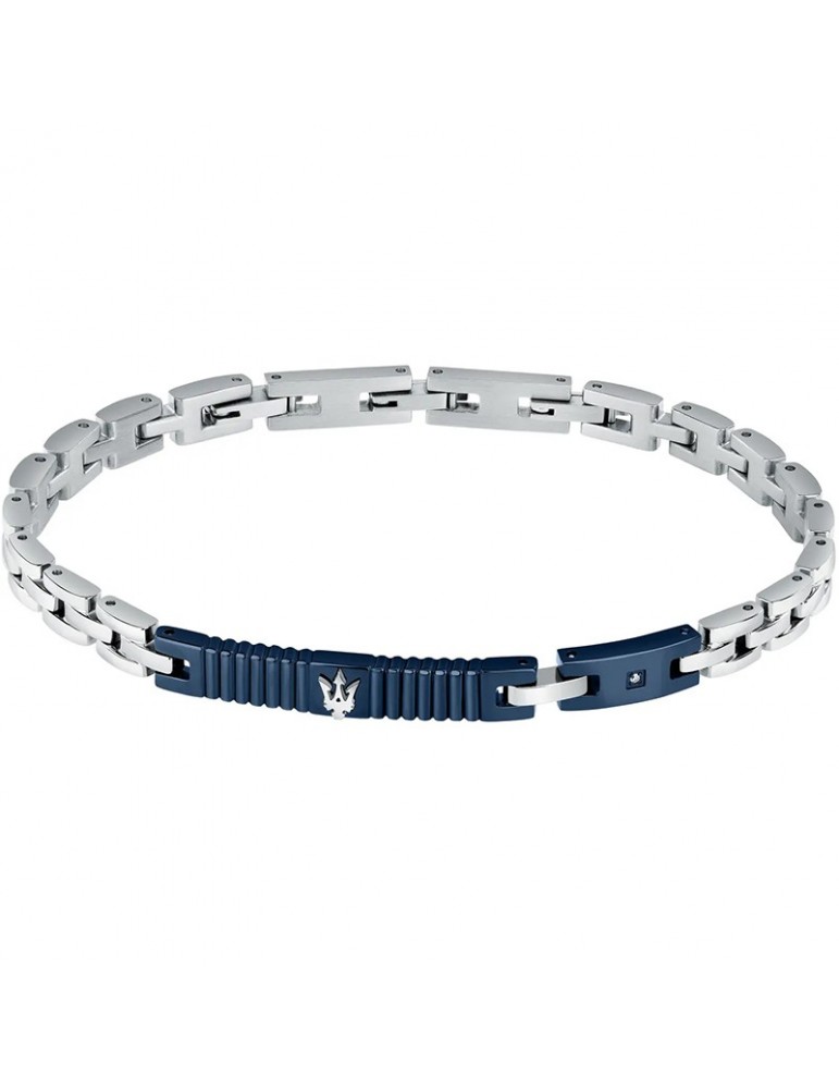 Bracciale Maserati - Diamonds - Acciaio -Barra Blu-Diamante-JM423ATY17