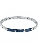 Maserati Men's Bracelet - Diamonds in Steel with Blue Central Bar and White Diamond - 0