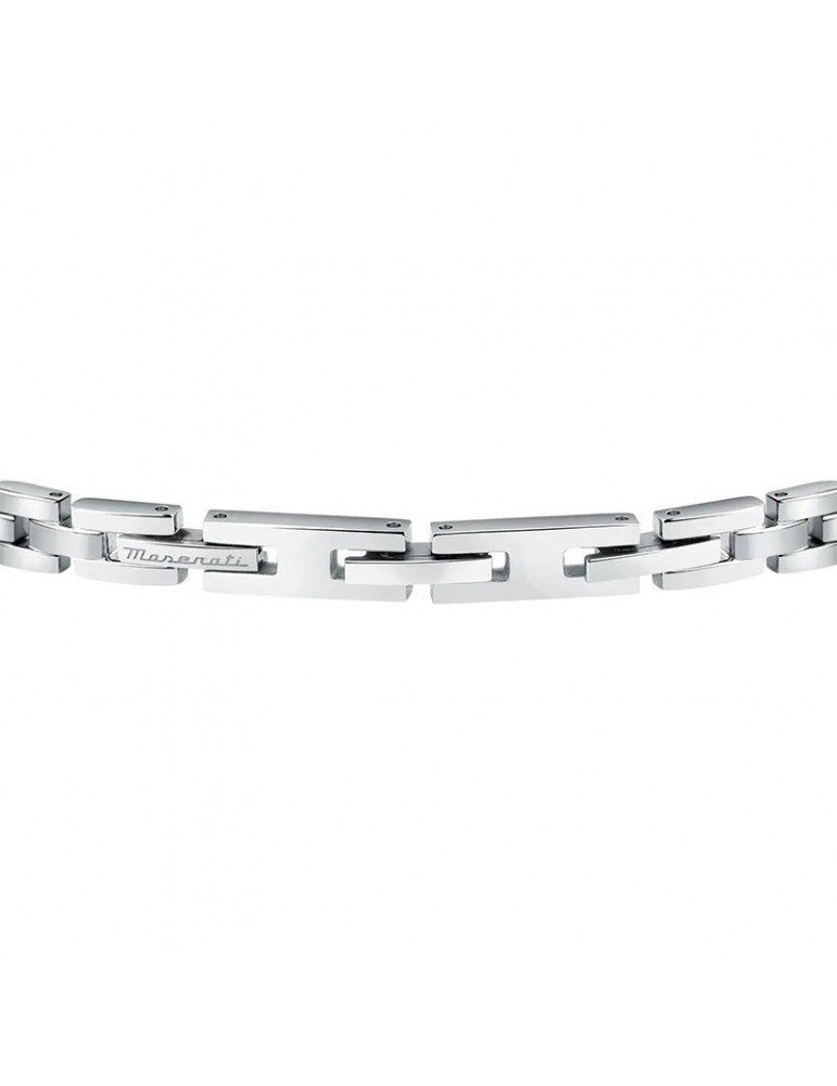 Maserati Men's Bracelet - Diamonds in Steel with Blue Central Bar and White Diamond - 0