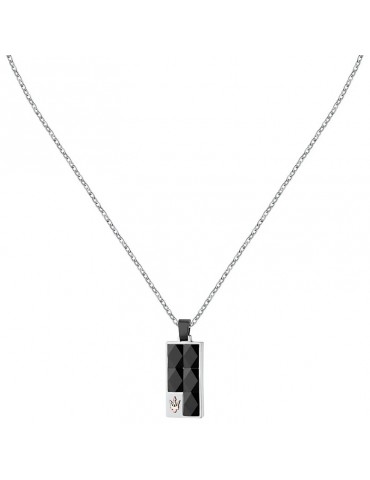 Maserati Necklace - Ceramic - Steel-Pendant-Black Ceramic-JM423ATZ27