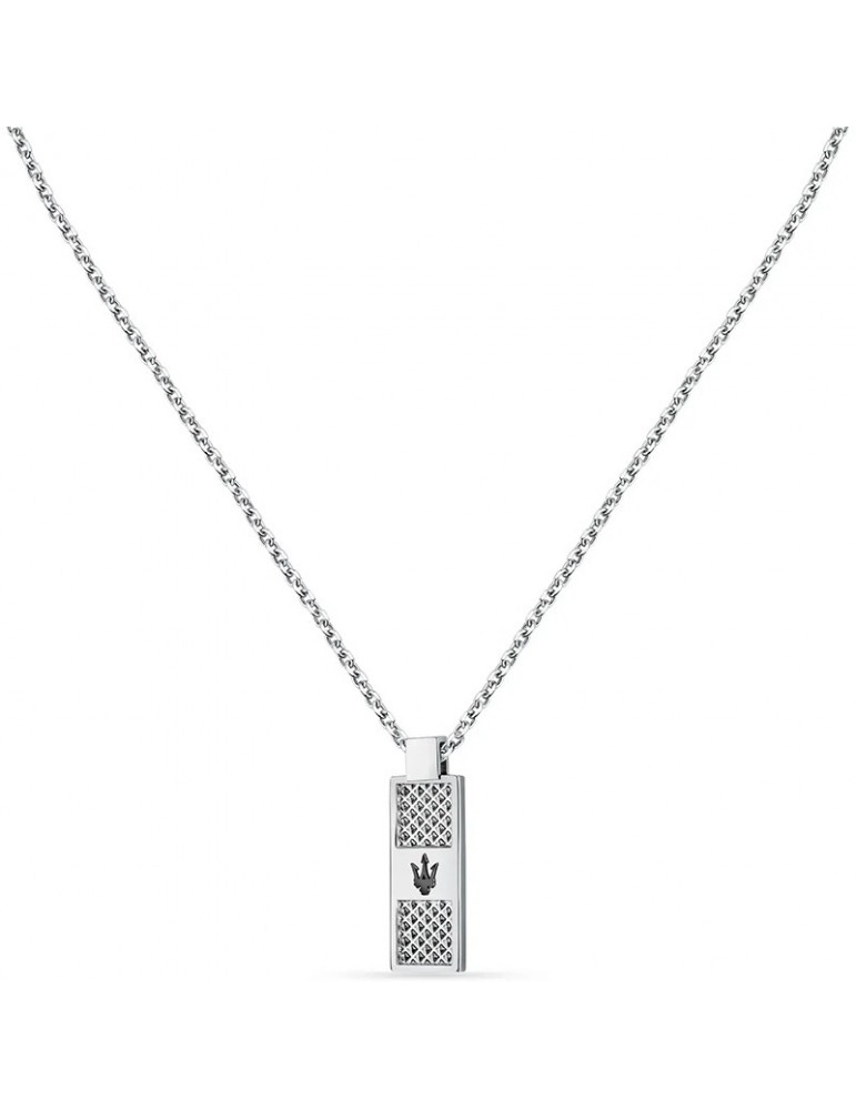 Maserati Necklace - Iconic - Steel - Pendant - Black PVD Logo - JM423AVD20