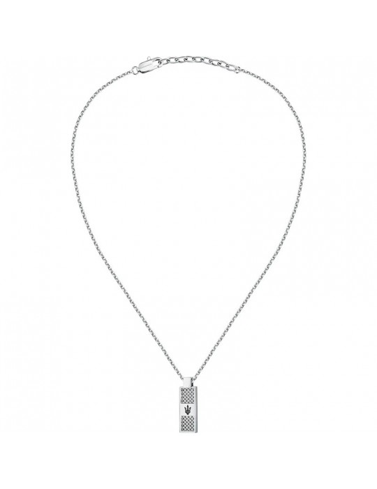 Maserati Necklace - Iconic - Steel - Pendant - Black PVD Logo - JM423AVD20