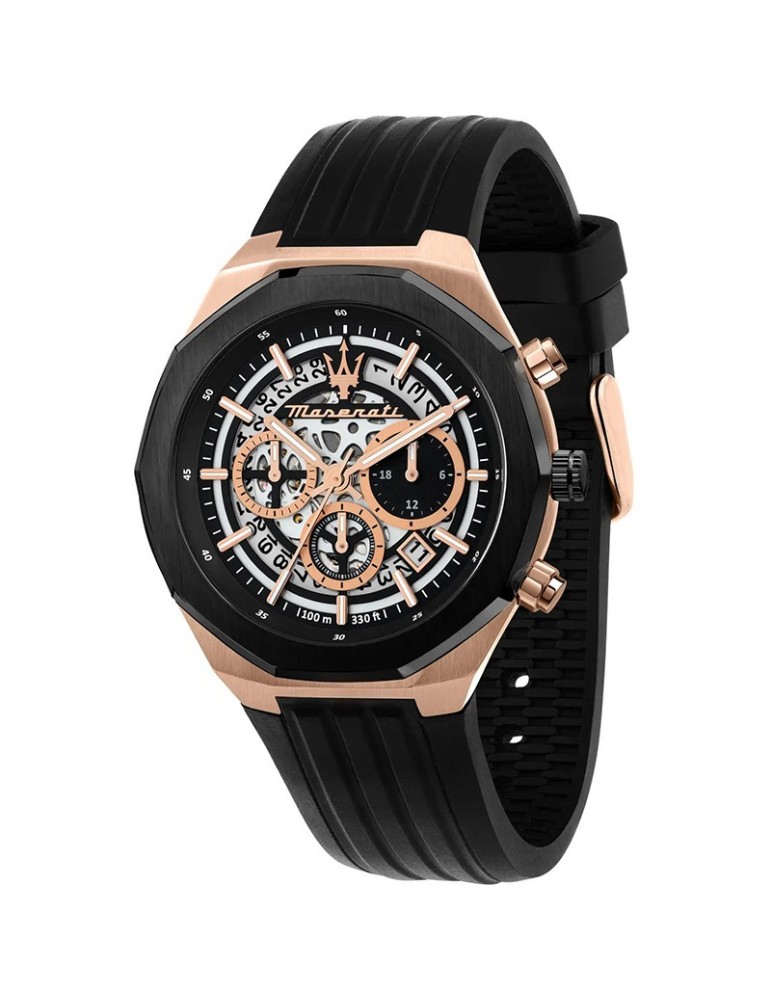 Maserati Watch Style Black 45mm Rose Gold R8871642003