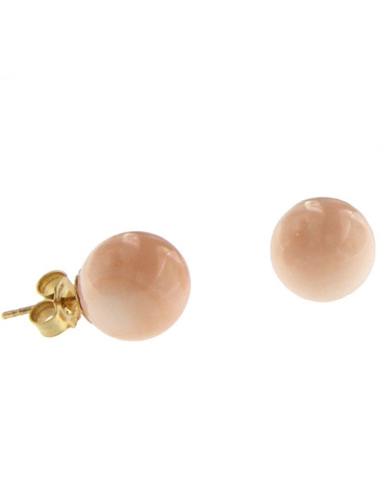 Orecchini Rajola Nudi Oro Giallo 18 Kt Corallo Rosa 351018