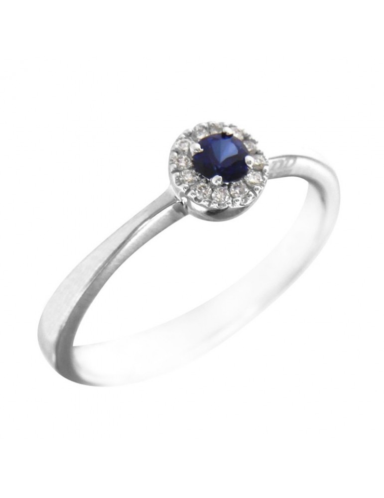 Anello Davite&Delucchi - Oro Bianco 18 carati - Diamanti - Zaffiro