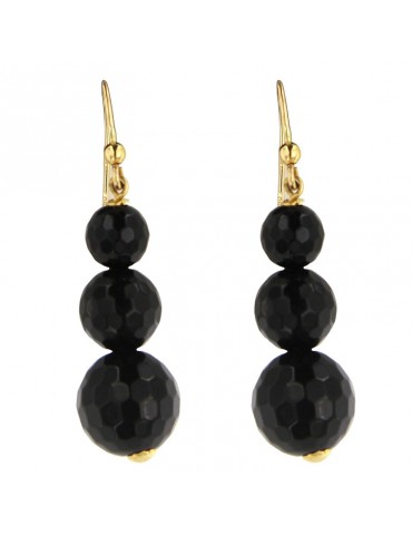 Orecchini Rajola - Peonia - Oro Giallo 18 Carati - Onice Nero-B3570013