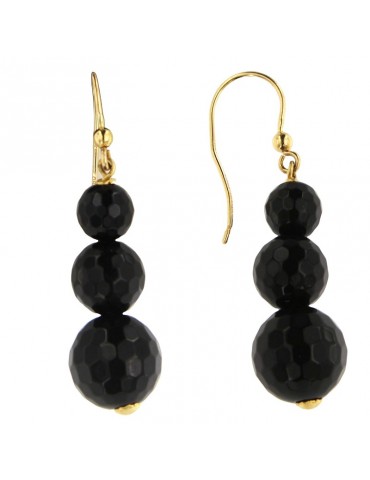 Orecchini Rajola - Peonia - Oro Giallo 18 Carati - Onice Nero-B3570013 2