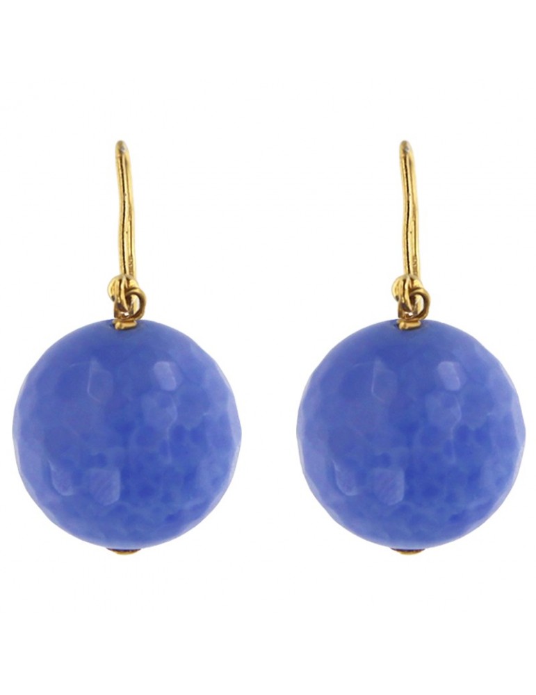 Orecchini Rajola - Amo - Oro Giallo 18 Kt - Agata Azzurra - 340531891