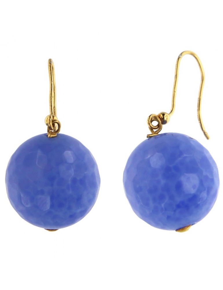 Orecchini Rajola - Amo - Oro Giallo 18 Kt - Agata Azzurra - 340531891