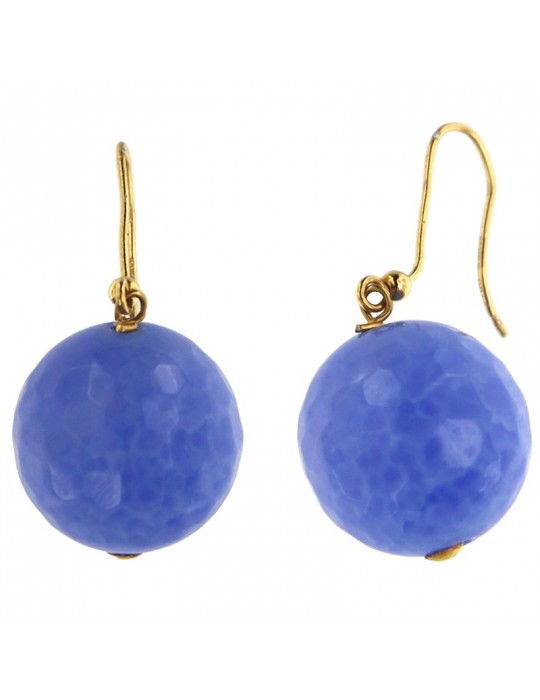 Rajola Earrings - Hook - 18 Kt Yellow Gold - Blue Agate - 340531891