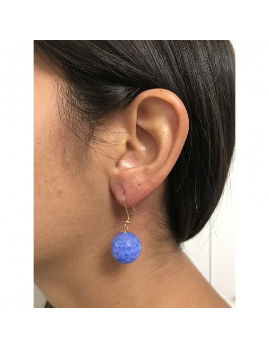 Rajola Earrings - Hook - 18 Kt Yellow Gold - Blue Agate - 340531891