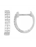 Giorgio Visconti Earrings - Hoop Earrings in 18k White Gold with Two Rows of White Diamonds 0.24 ct - 0