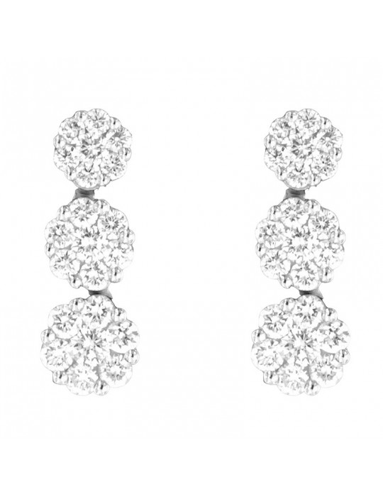 Giorgio Visconti Earrings - Trilogy Flower in 18k White Gold with White Diamonds 0.90 ct - 0 Giorgio Visconti Earrings - Trilogy Flower in 18k White Gold with White Diamonds 0.90 ct - 0