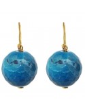 Rajola Earrings - Fishhook - 18K Yellow Gold-Black Agate-Blue-340531883