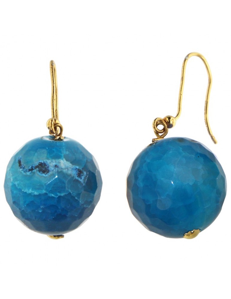 Rajola Earrings - Fishhook - 18K Yellow Gold-Black Agate-Blue-340531883