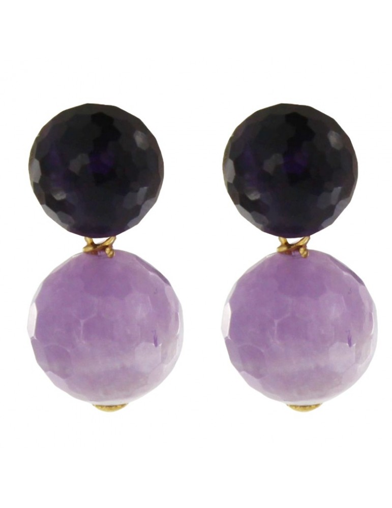 Orecchini Con Ametista E Diamanti Oro Giallo 18 Kt Prodotto Artigianale - Foto 3