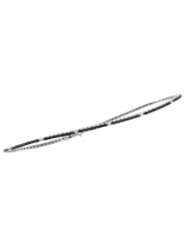 Bracciale Tennis Davite&Delucchi - Oro Bianco 18 Carati - Diamanti - Zaffiri Blu 0,90 ct