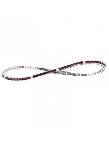 Bracciale Tennis Davite&Delucchi - Oro Bianco 18 Carati - Diamanti - Rubini 1,55 ct