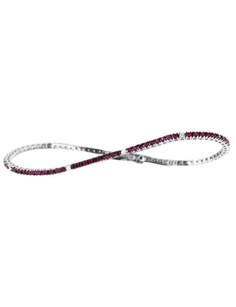 Davite&Delucchi Tennis Bracelet - in 18K White Gold with White Diamonds and 1.55 ct Rubies - 0