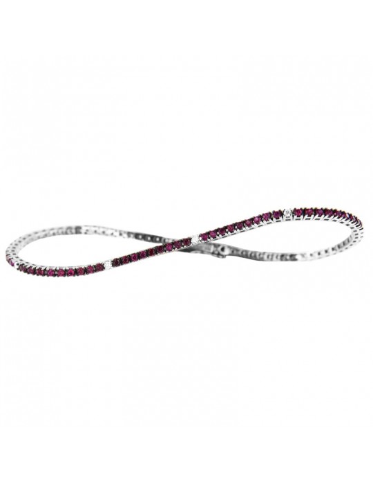 Davite&Delucchi Tennis Bracelet - in 18K White Gold with White Diamonds and 1.55 ct Rubies - 0