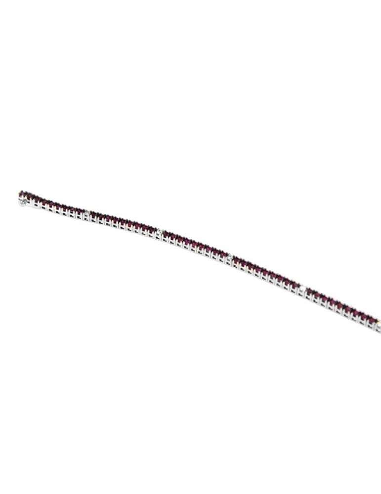 Davite&Delucchi Tennis Bracelet - in 18K White Gold with White Diamonds and 1.55 ct Rubies - 0