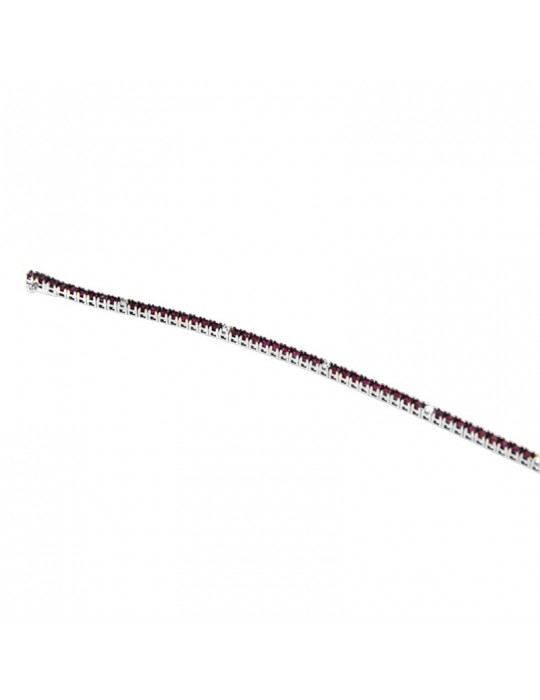 Davite&Delucchi Tennis Bracelet - in 18K White Gold with White Diamonds and 1.55 ct Rubies - 0