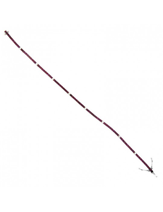 Davite&Delucchi Tennis Bracelet - in 18K White Gold with White Diamonds and 1.55 ct Rubies - 0